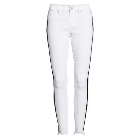 Munich White Skinny Racer Stripe Mid Rise Jeans 29 - Picture 6 of 9